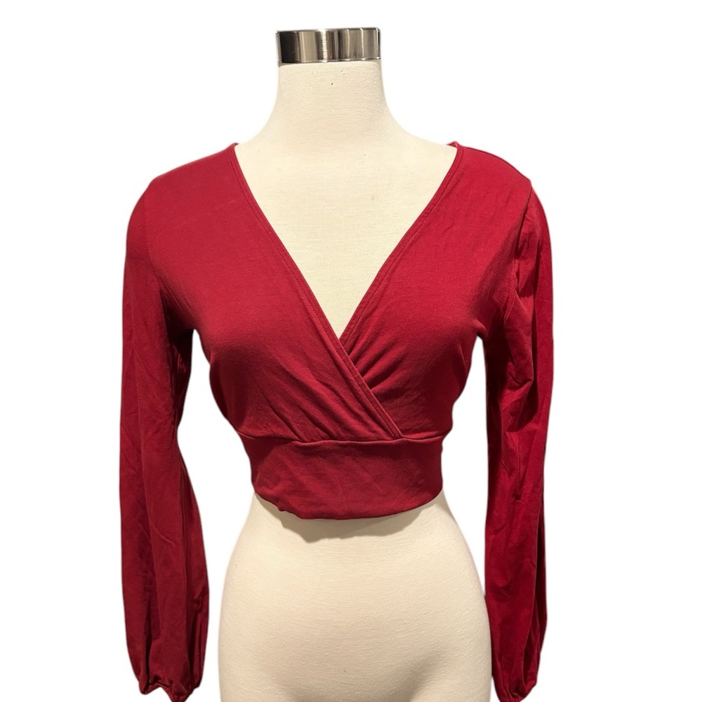 WILD FABLE red long sleeve deep V neck